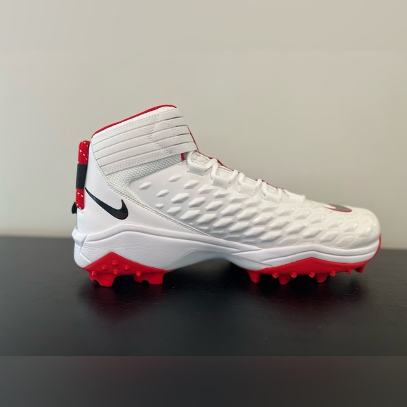Size 15 Nike Force Savage Pro 2 Shark Ohio State PE Football Cleats White Red